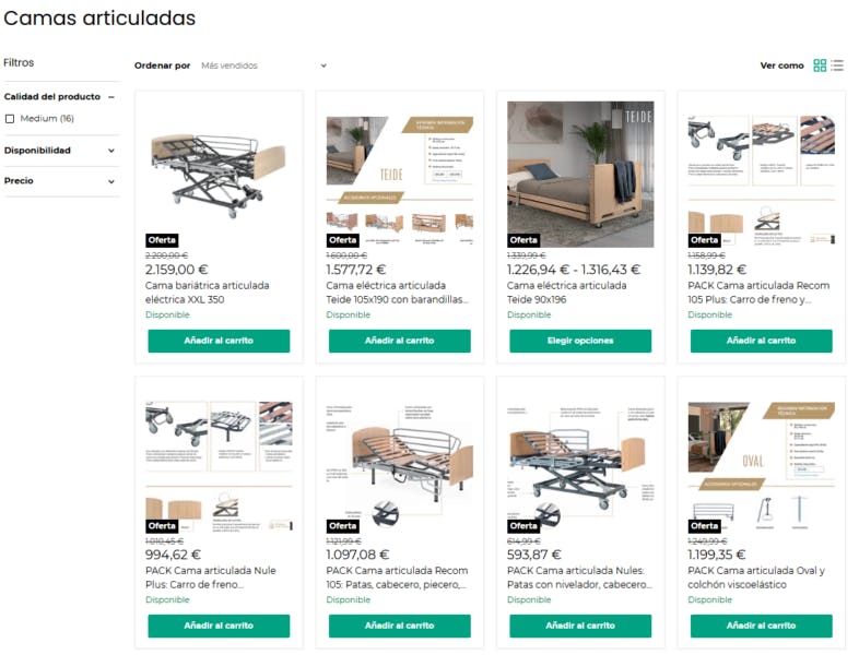Catálogo de Senior Market de tipos de camas articuladas