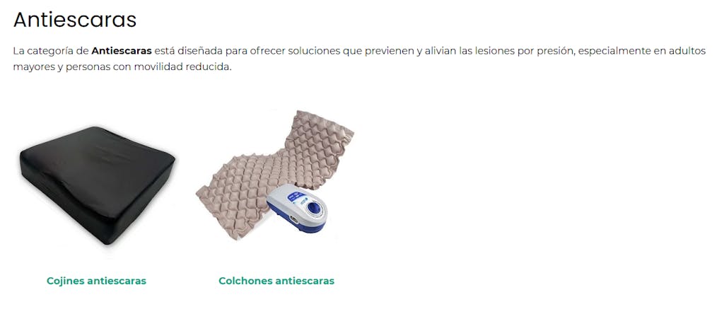 Catálogo de colchones antiescaras de Senior Market